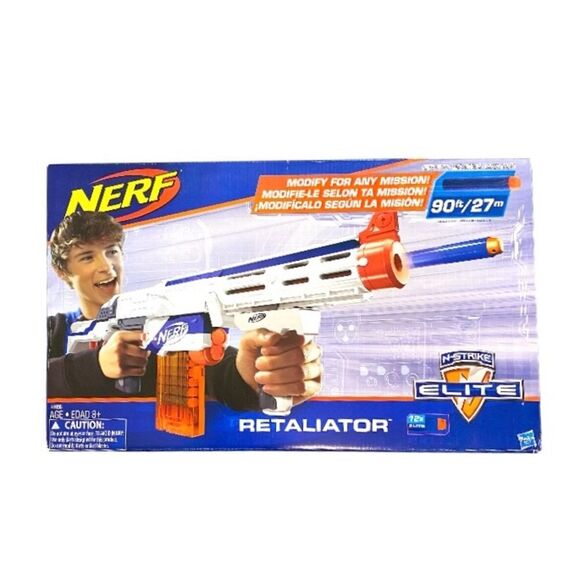 Nerf N-Strike Elite Retaliator 4-In-1 Customizable White/Blue Blaster Toy - Picture 3 of 5